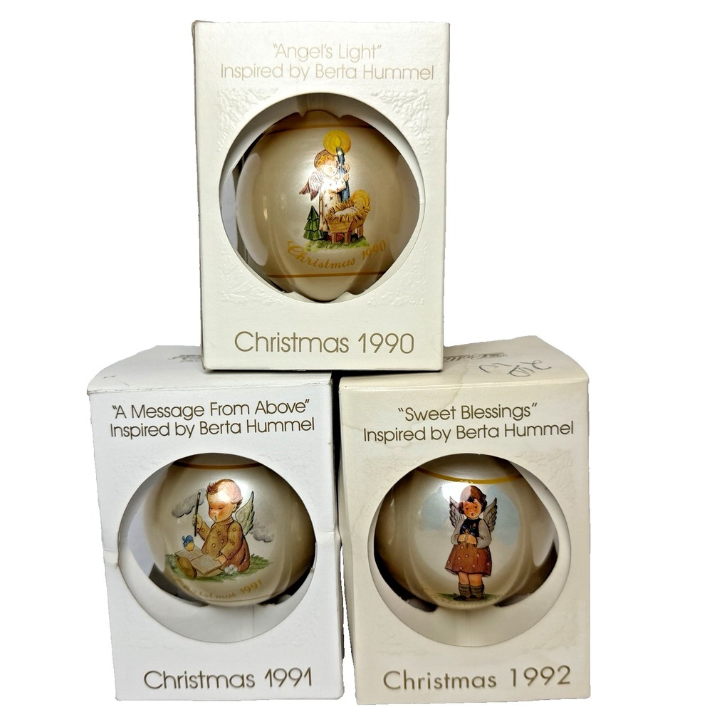 3 Schmid Collectors Gallery Round Ball Ornaments Inspired by Berta Hummel 90's